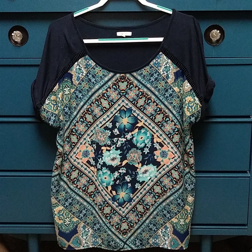 Maurice's Navy Floral Blouse